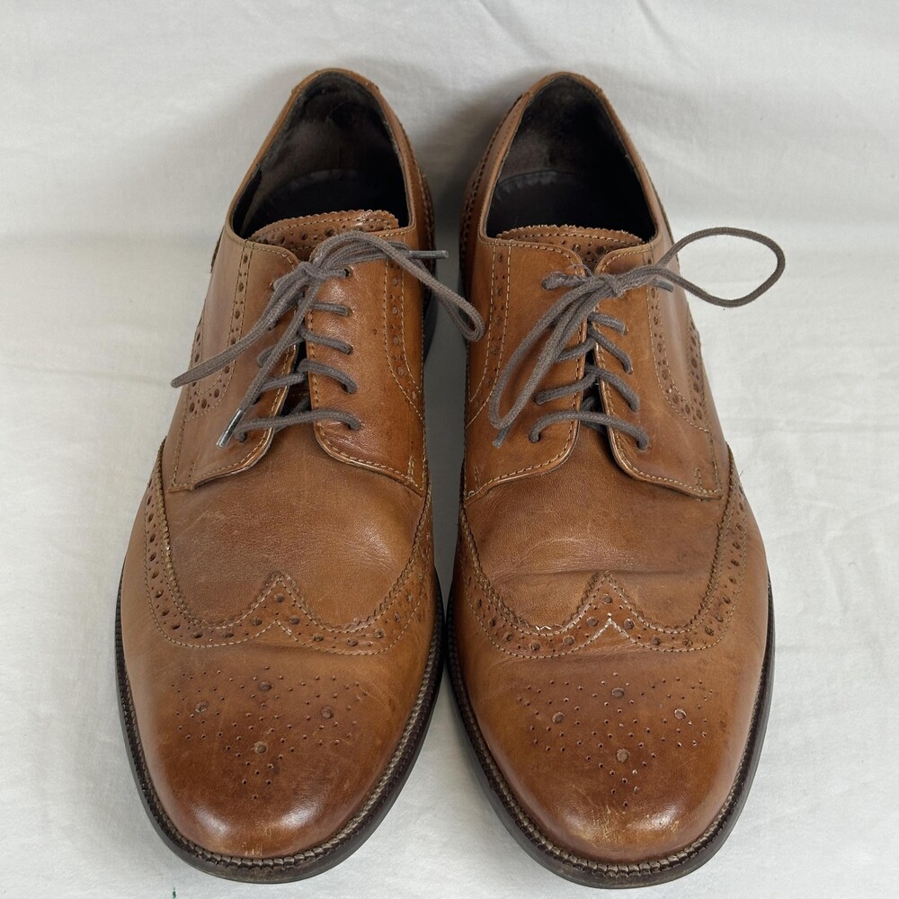 Cole Haan Shoes Mens Size 9.5 Brown Leather Wingtip Brogue Oxford Dress C24116